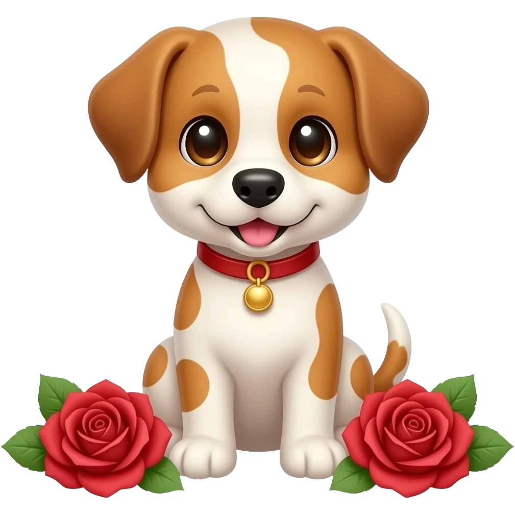 Puppy with roses emoji