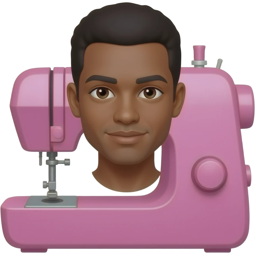 El mismo pero una morocha, la máquina de color rosa y todos elementos en rosa emoji