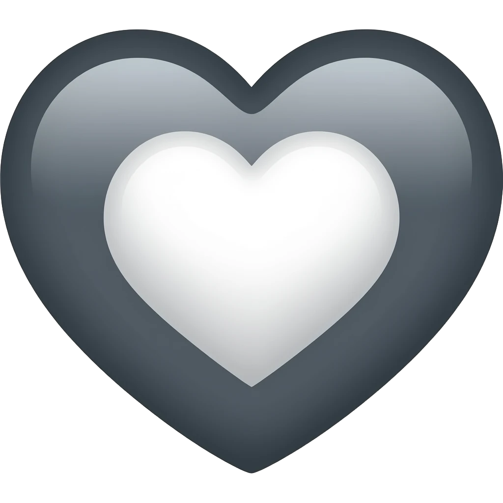 dark grey and white colour heart emoji emoji