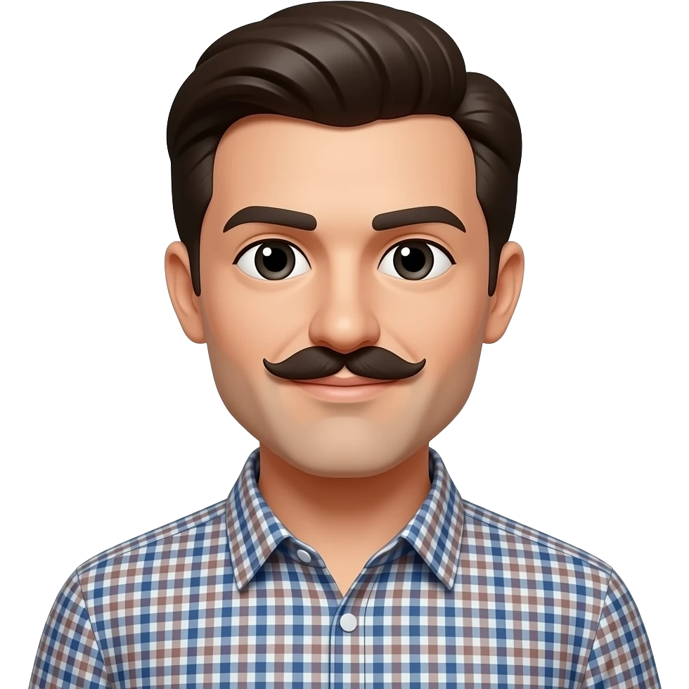 Hombre.  Va. Adesllunar porle. Camisa. Con. Bigote. Con. Ojos. Negros. emoji