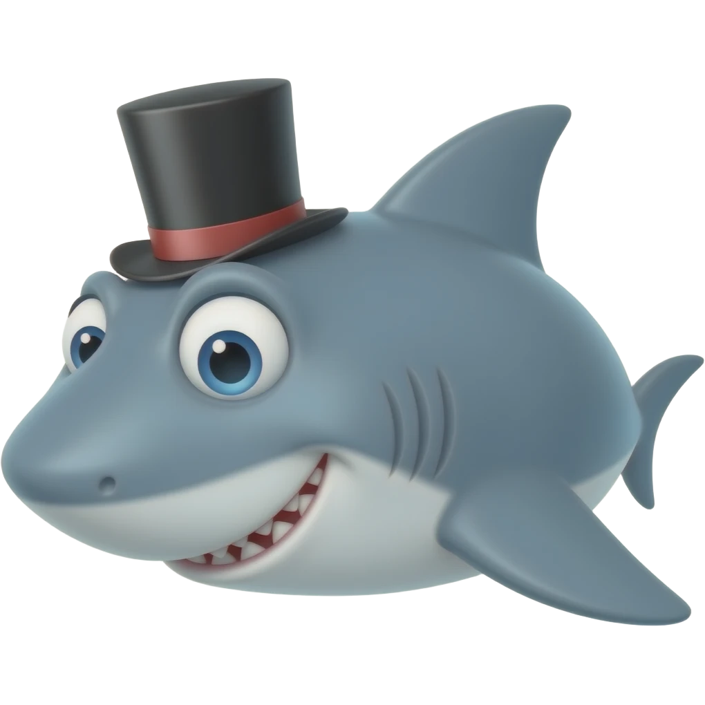 Shark with a top hat emoji