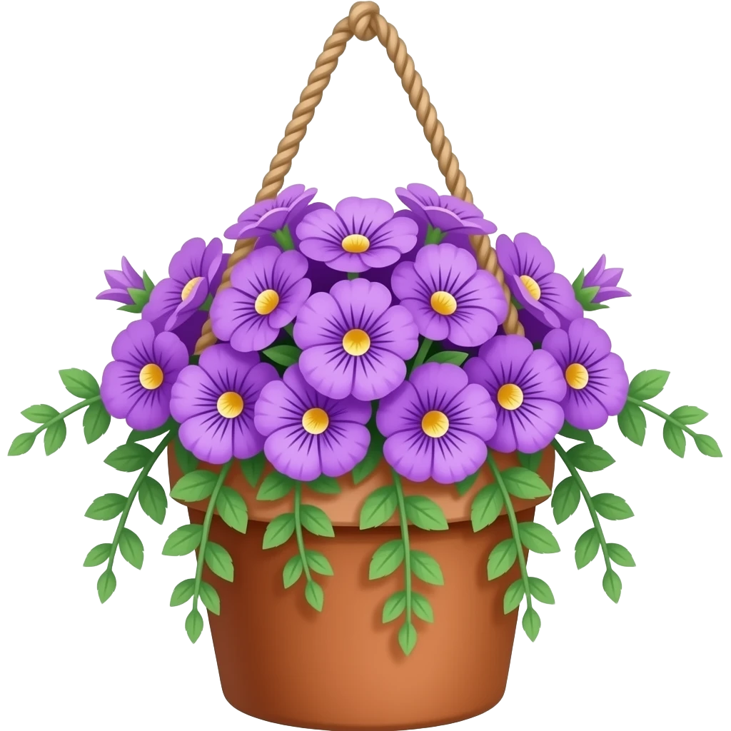 hanging violet flower pot (brown pot)(more colorful) emoji