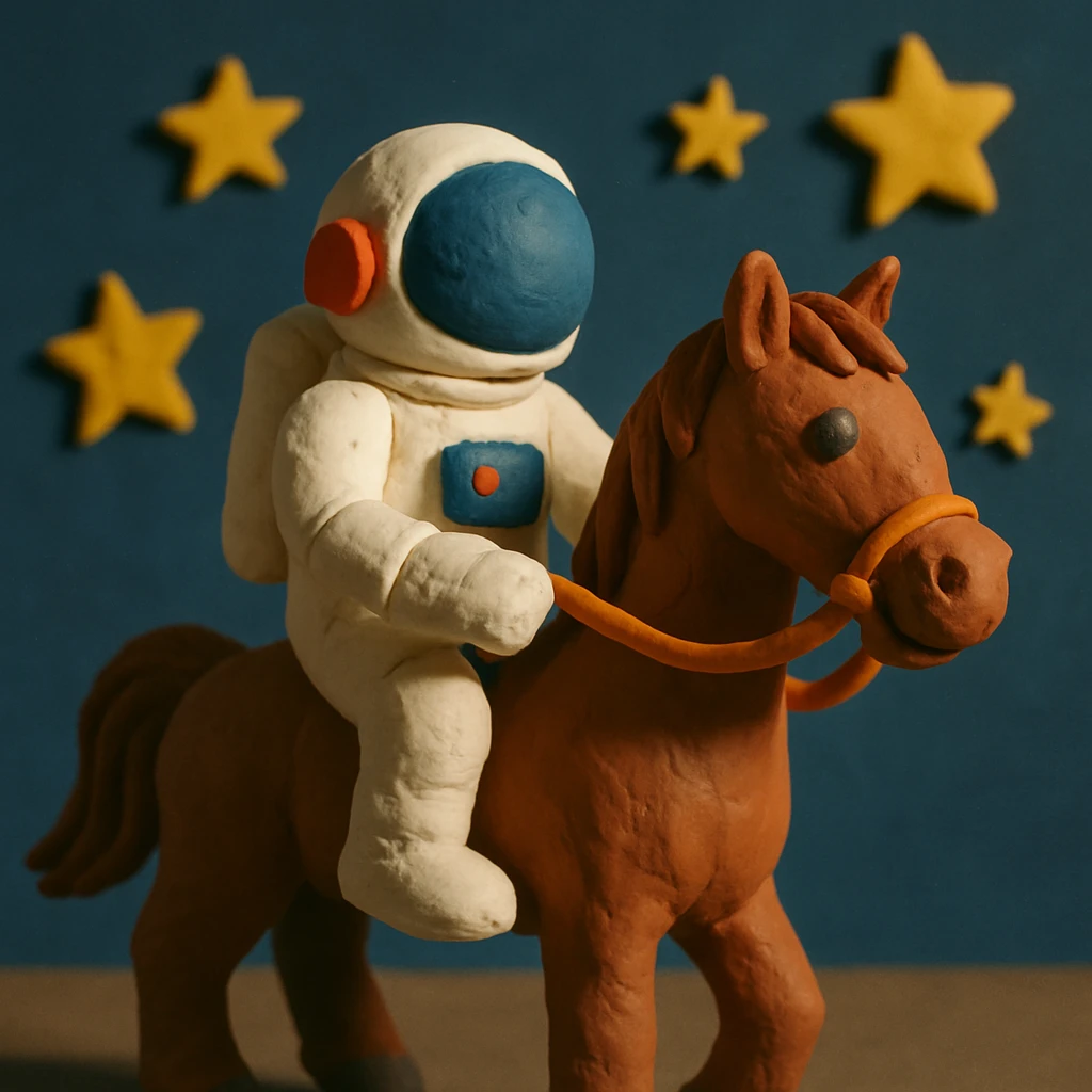 astronaut on horseback with stars in background emoji