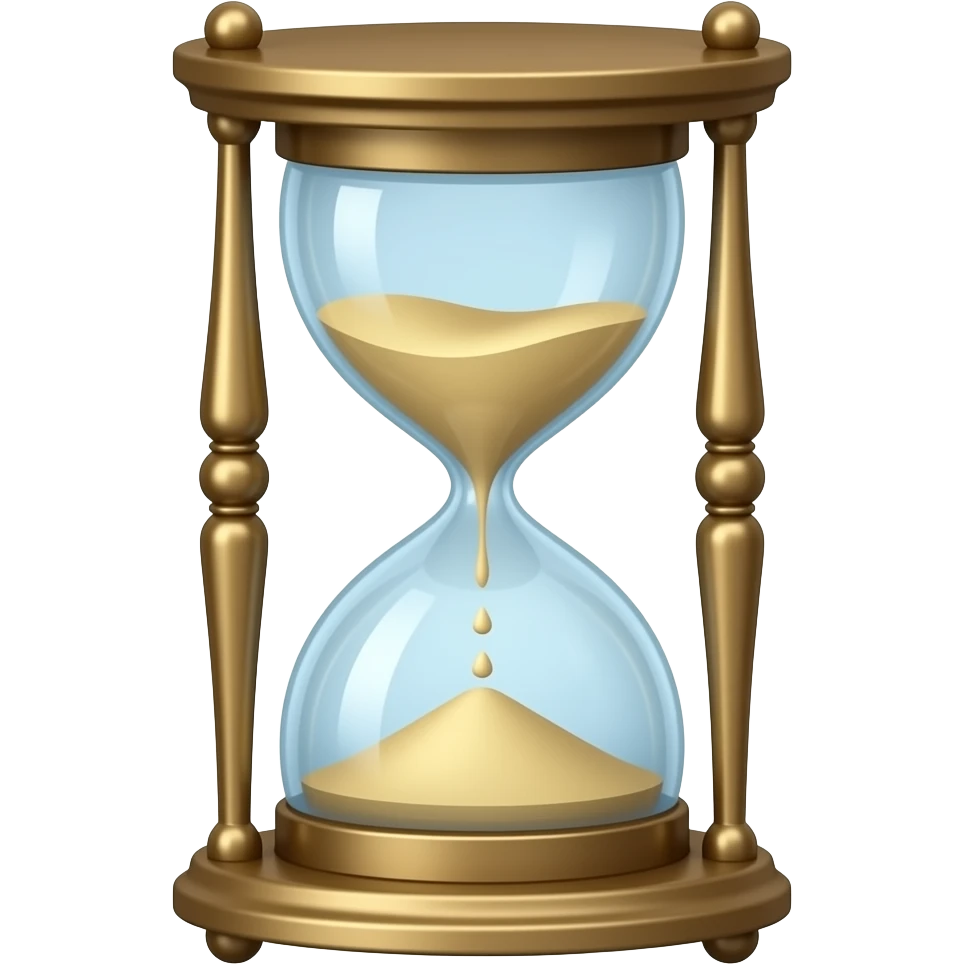 An hourglass with one big grain of sand in the top part, the bottom part is empty emoji