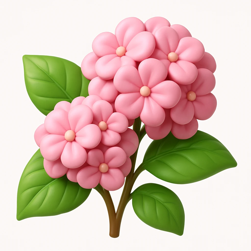 3D iOS style emoji with pink flowers and green leaves emoji