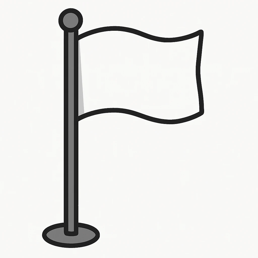white flag on flagpole, clean background, minimalist style, no text emoji