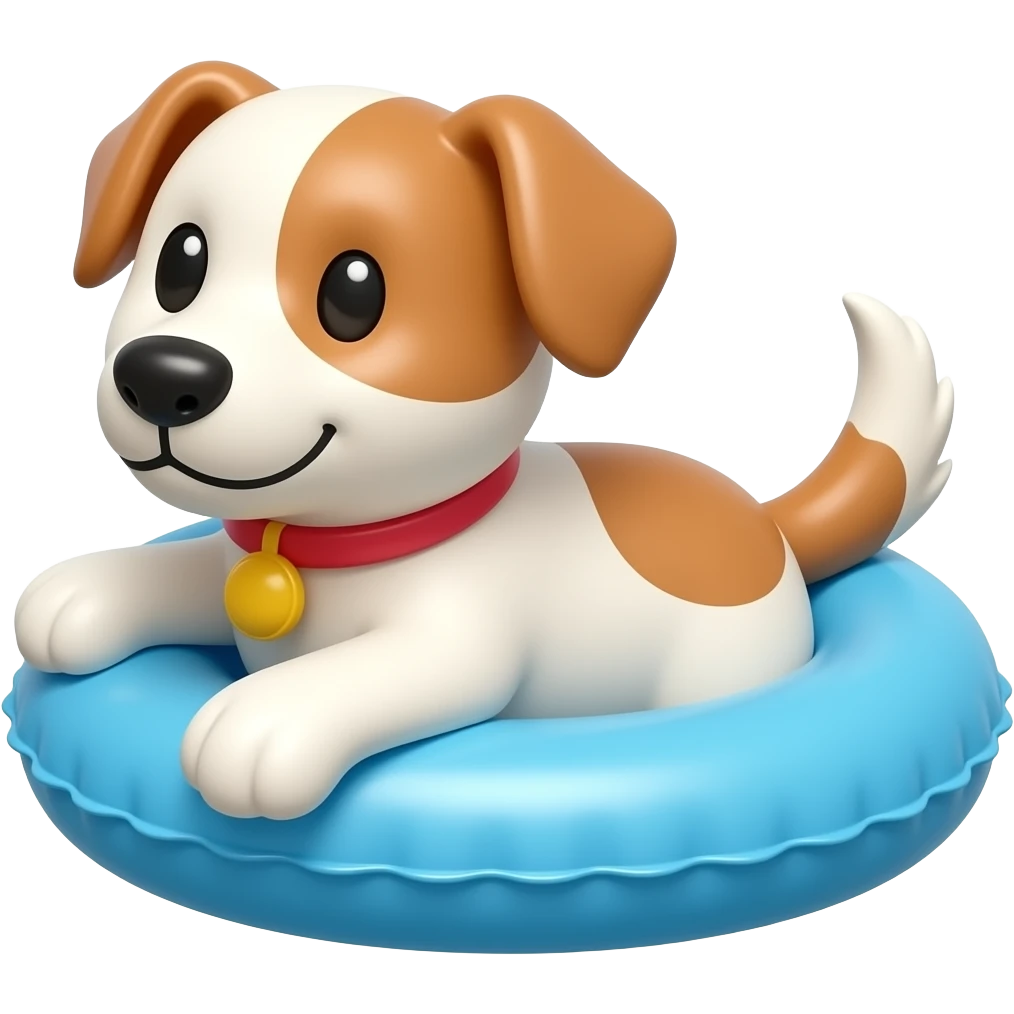 make a dog using a inflatable pool float, make it in an emoji style emoji