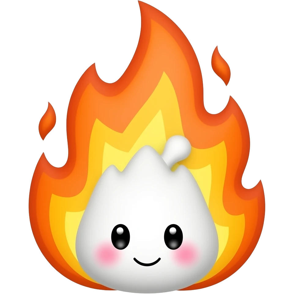 White Kuwaii fire emoji emoji