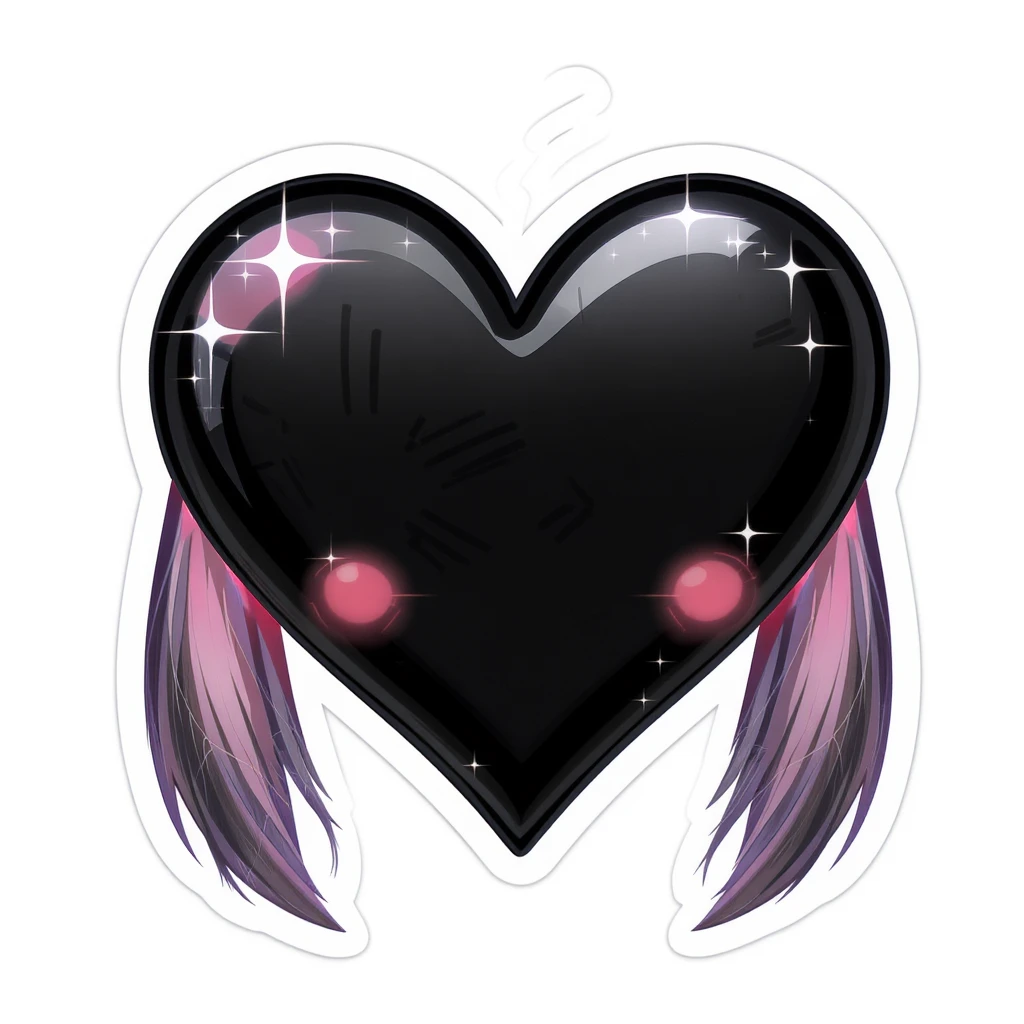 goth heart emoji, cute and shiny, no background emoji