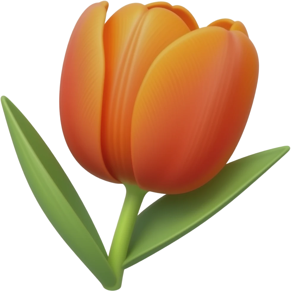нарисуй оранжево красный с открытым бутоном тюльпан на стебле emoji