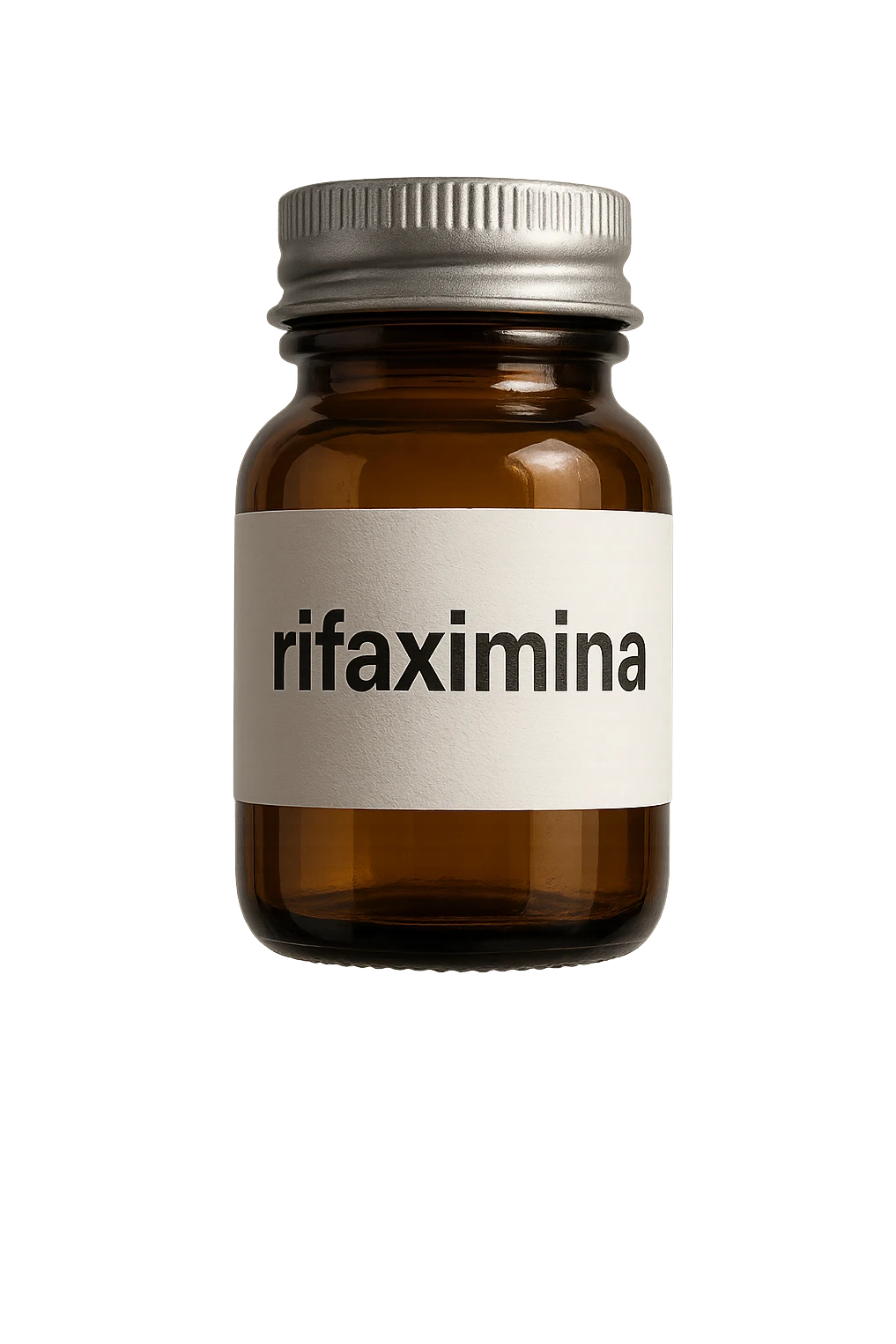barattolo di medicinale con la scritta "rifaximina" sull'etichetta fluttua in aria, iperrealistico 4k emoji