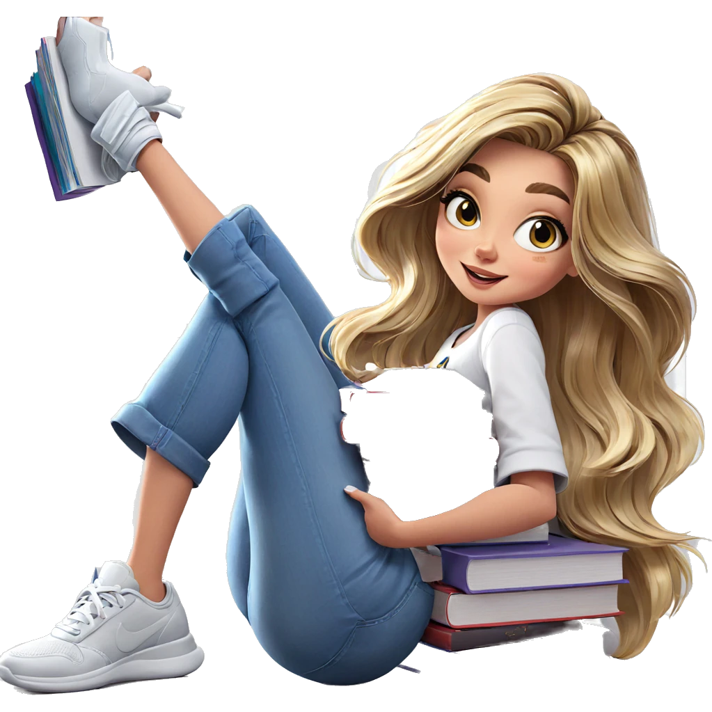 smiling girl with book indoors emoji