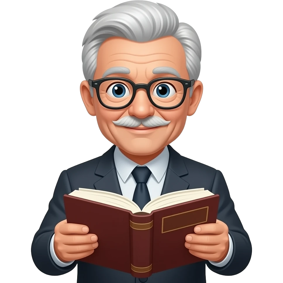 old man read book and wear eye glasses emoji