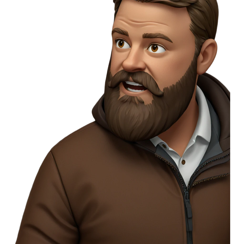 bearded man in brown jacket emoji