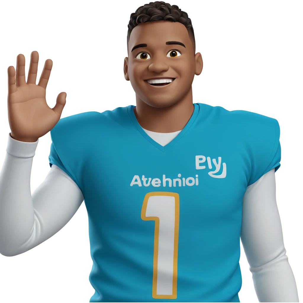 smiling boy waving at viewer emoji