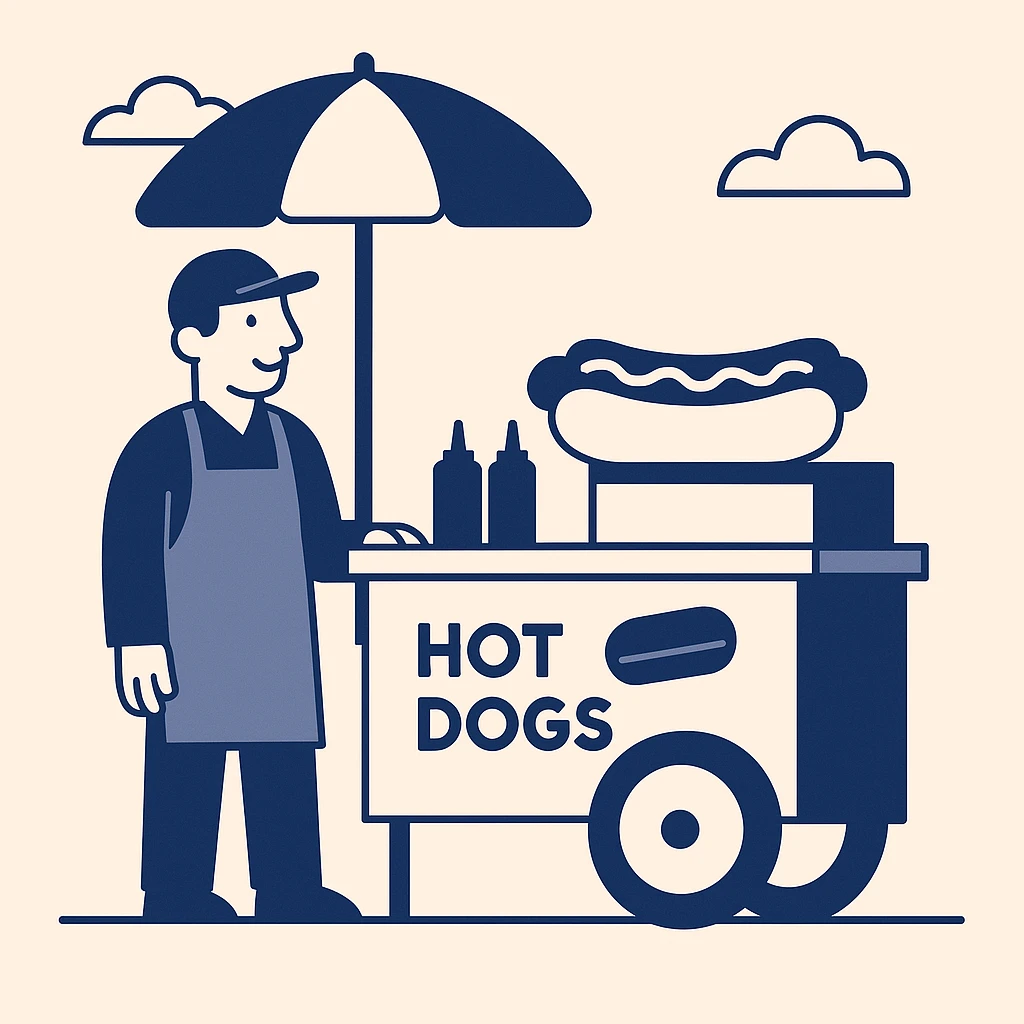 hotdog seller in New York with cart emoji