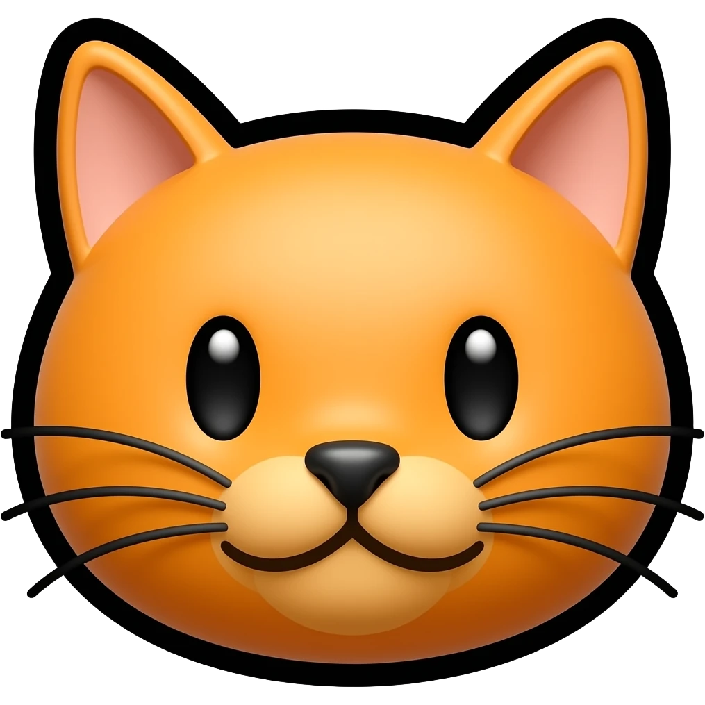 orange cat emoji, thick black outline, simple cartoon emoji