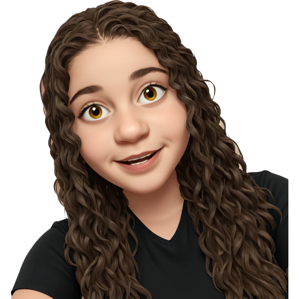 smiling girl indoors with plant emoji