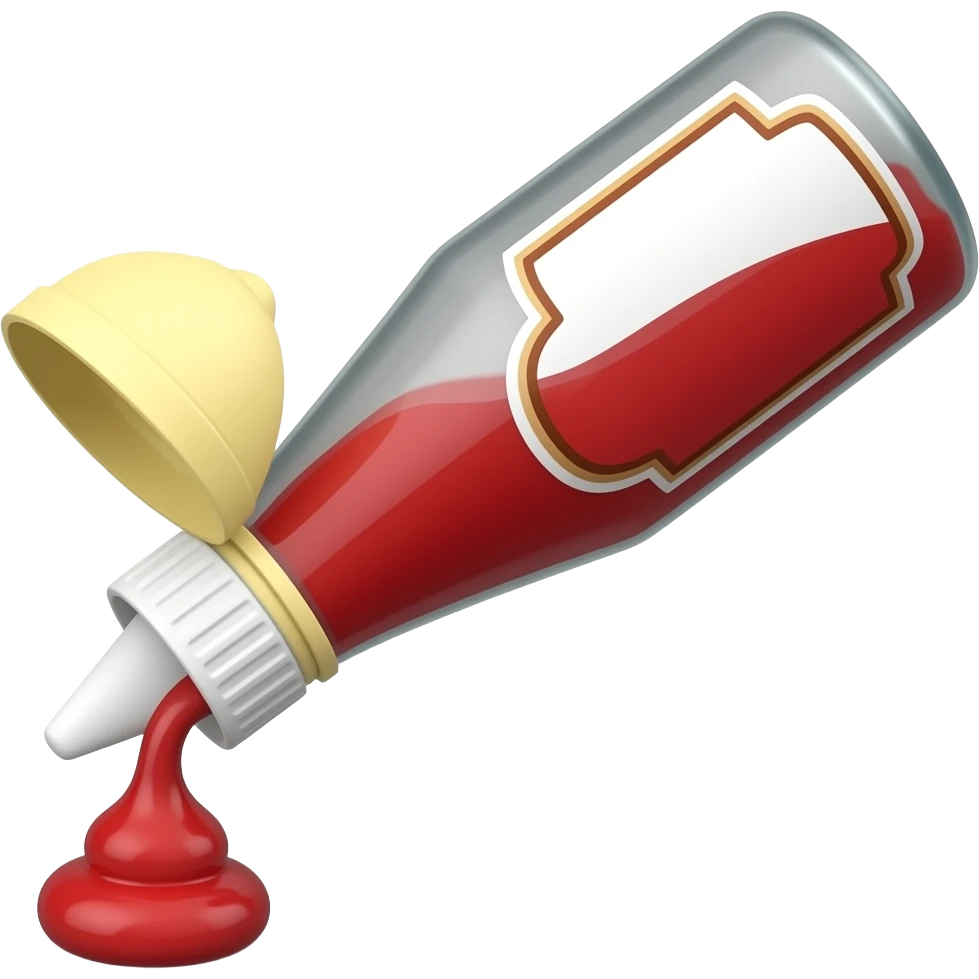 Slant droppijg ketchup bottle emoji