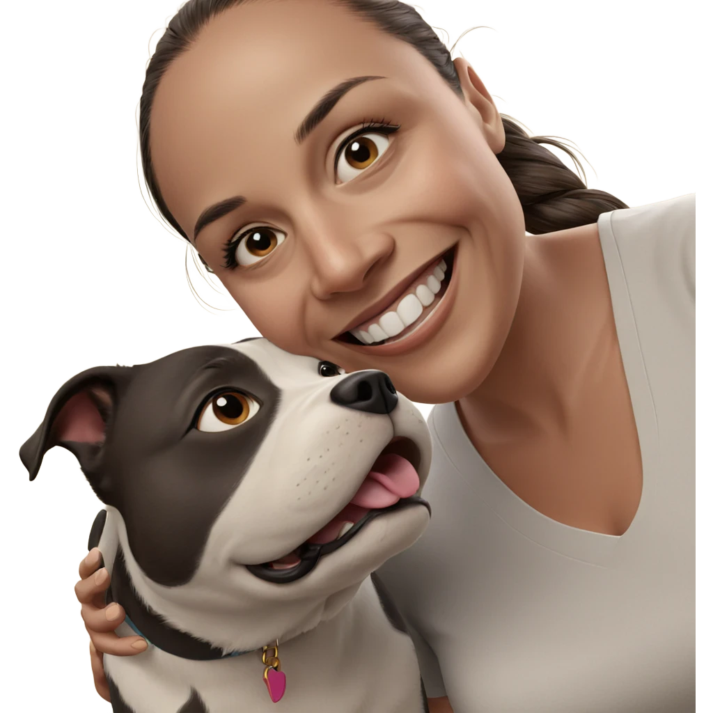 smiling girl with dog emoji