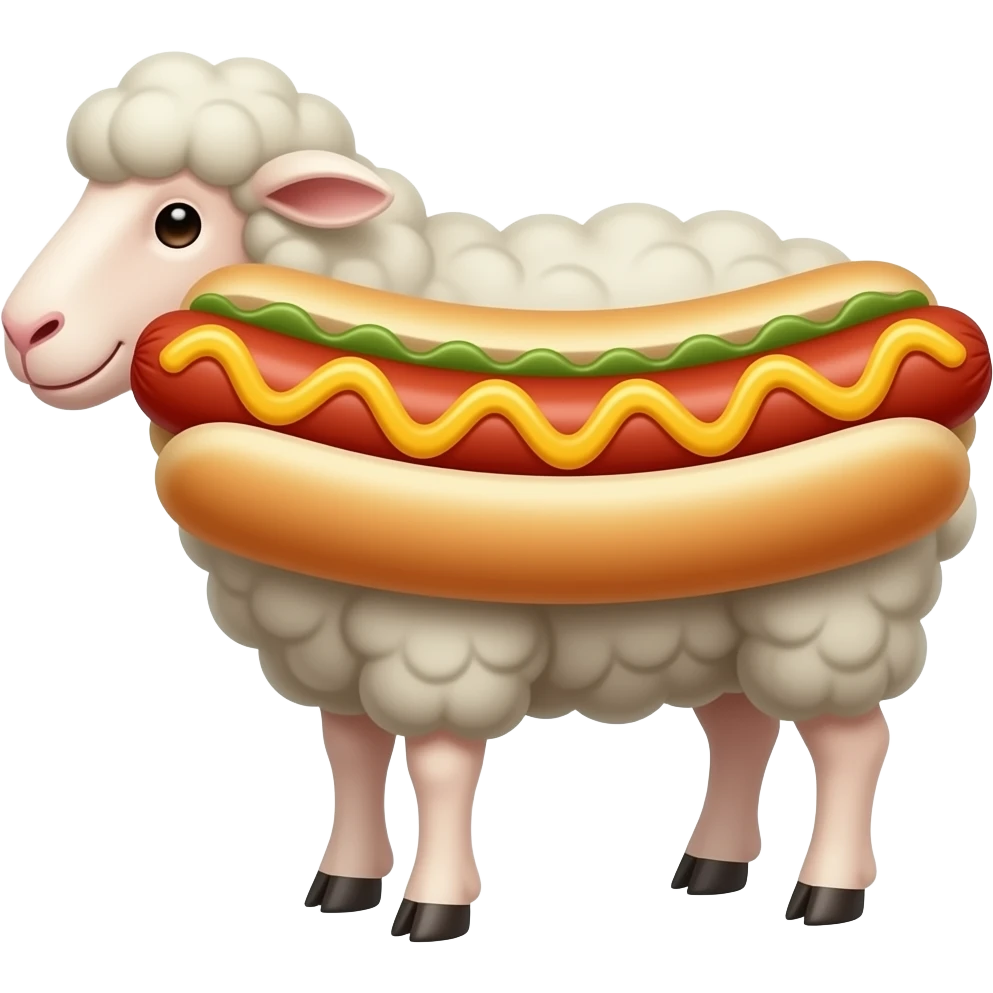 put the hotdog in the sheep’s mouth emoji