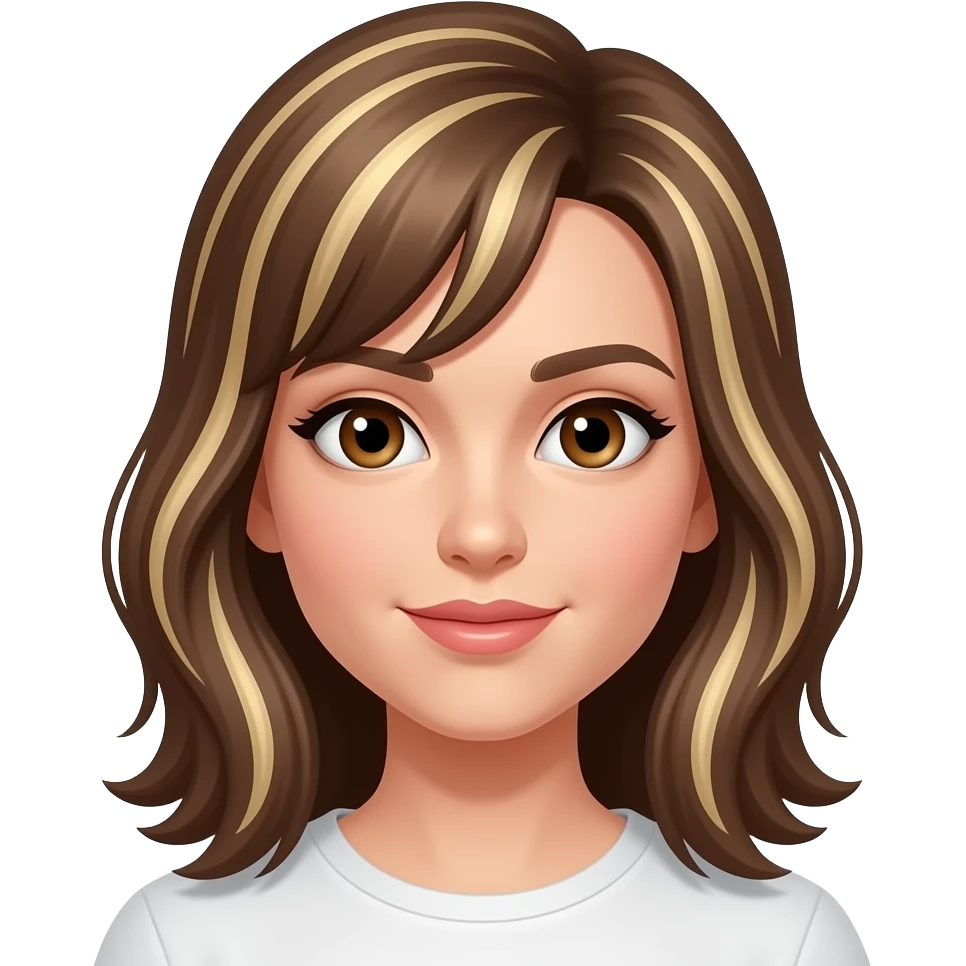 blond  highlights with brown hair side bang. tan, side bang female with brown eyes emoji