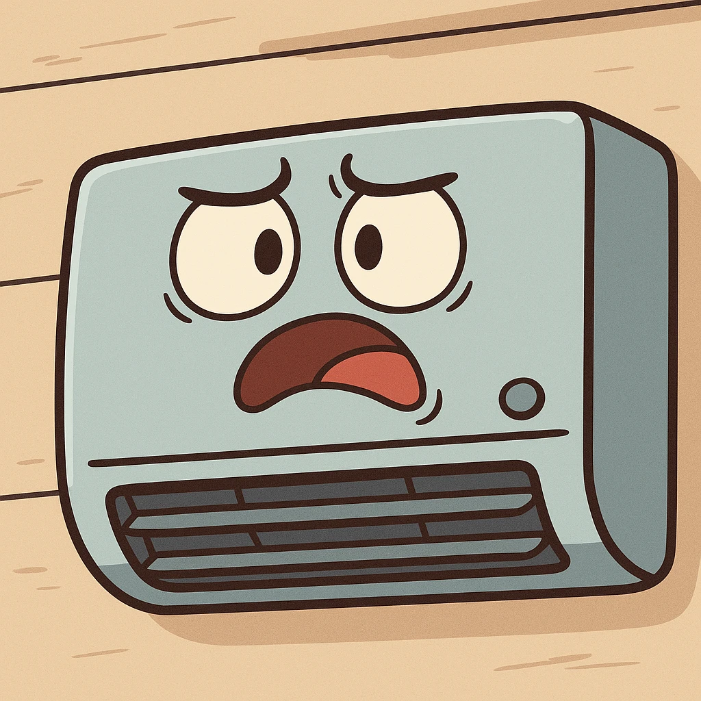 cartoon style, expressive air conditioner, no text emoji