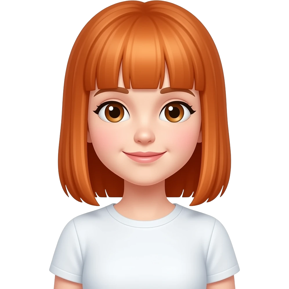 Hazme una chica con pelo pelirrojo liso, con doce años y se vea el cuerpo entero emoji