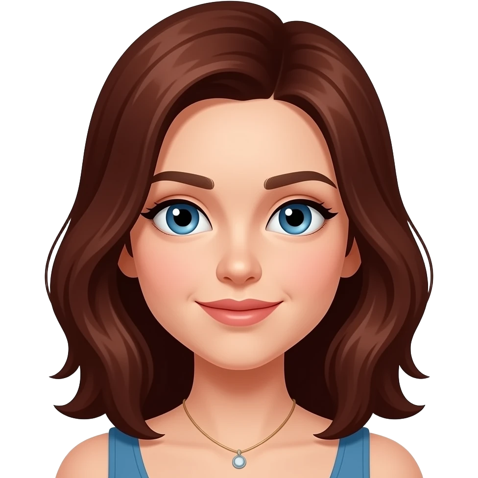 Girl with dark copper hair and blue eyes emoji