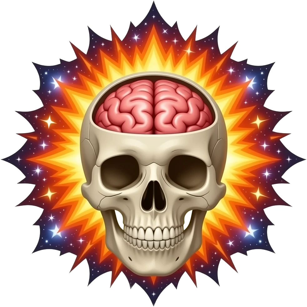 skull emoji open head brain explosion fire galaxy stars glossy emoji style emoji