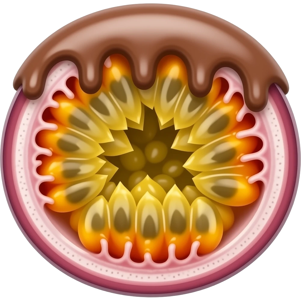 passion fruit with chocolate emoji