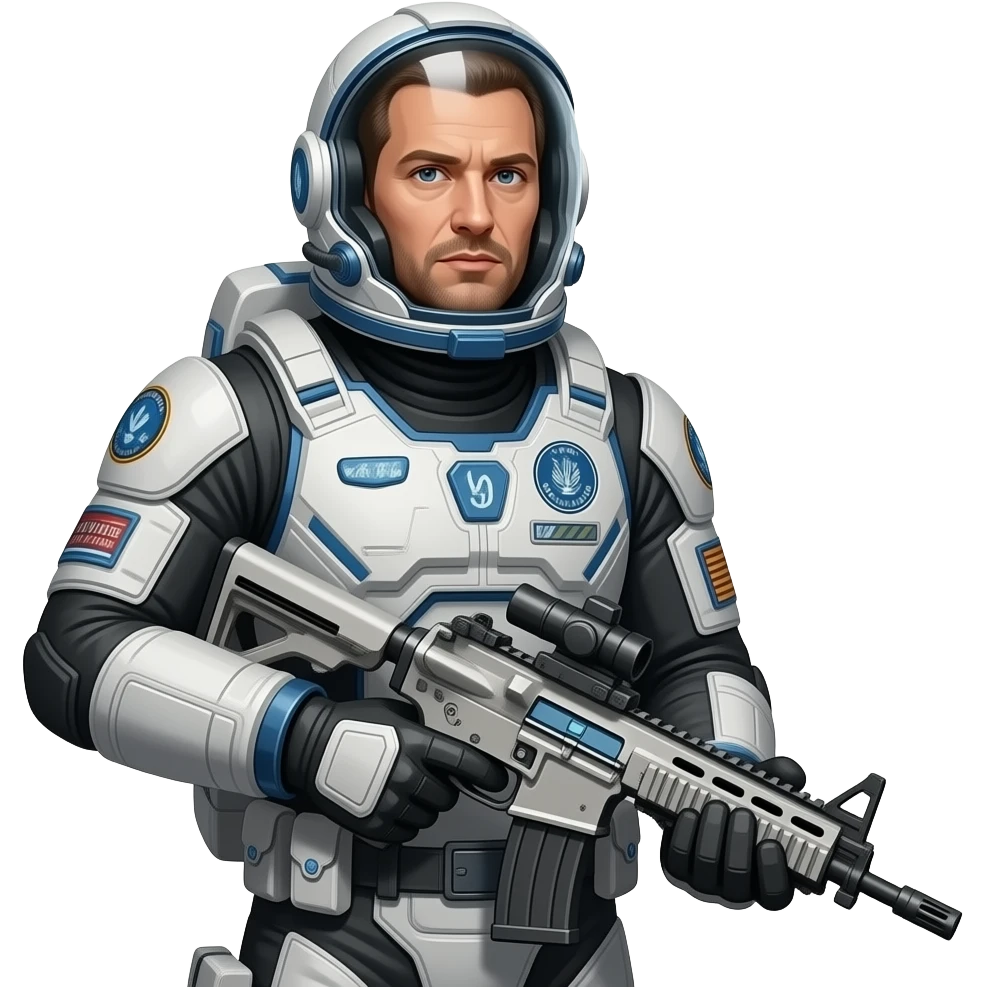 space soldier with gun half pose emoji