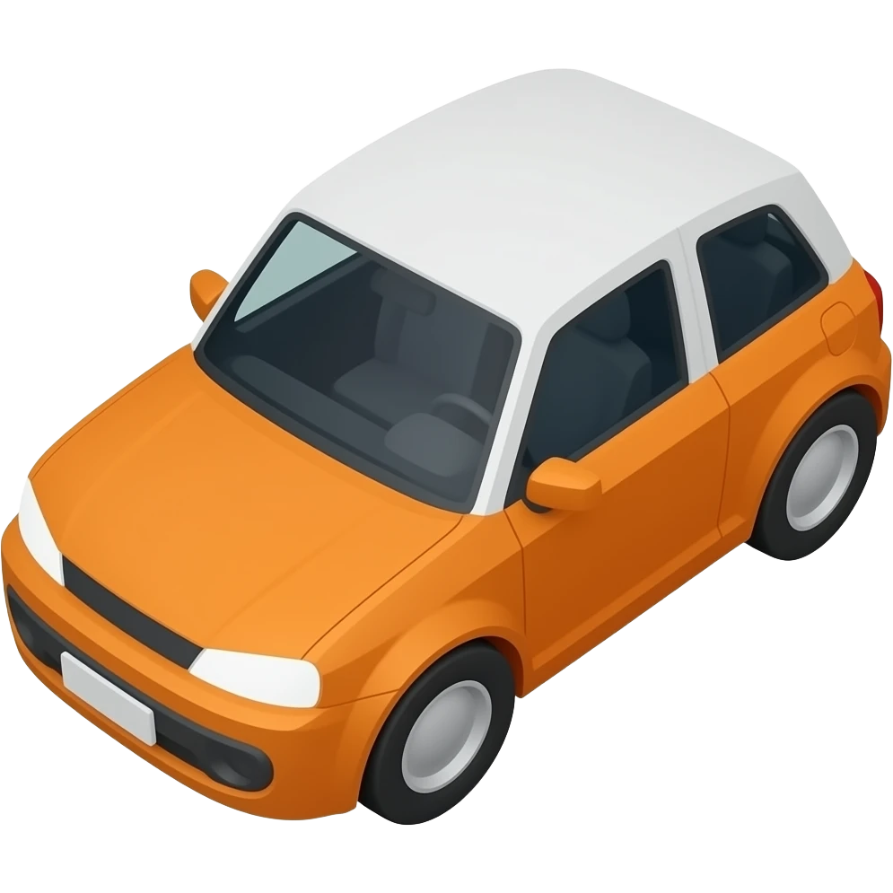 Lowpoly orange car with white roof emoji