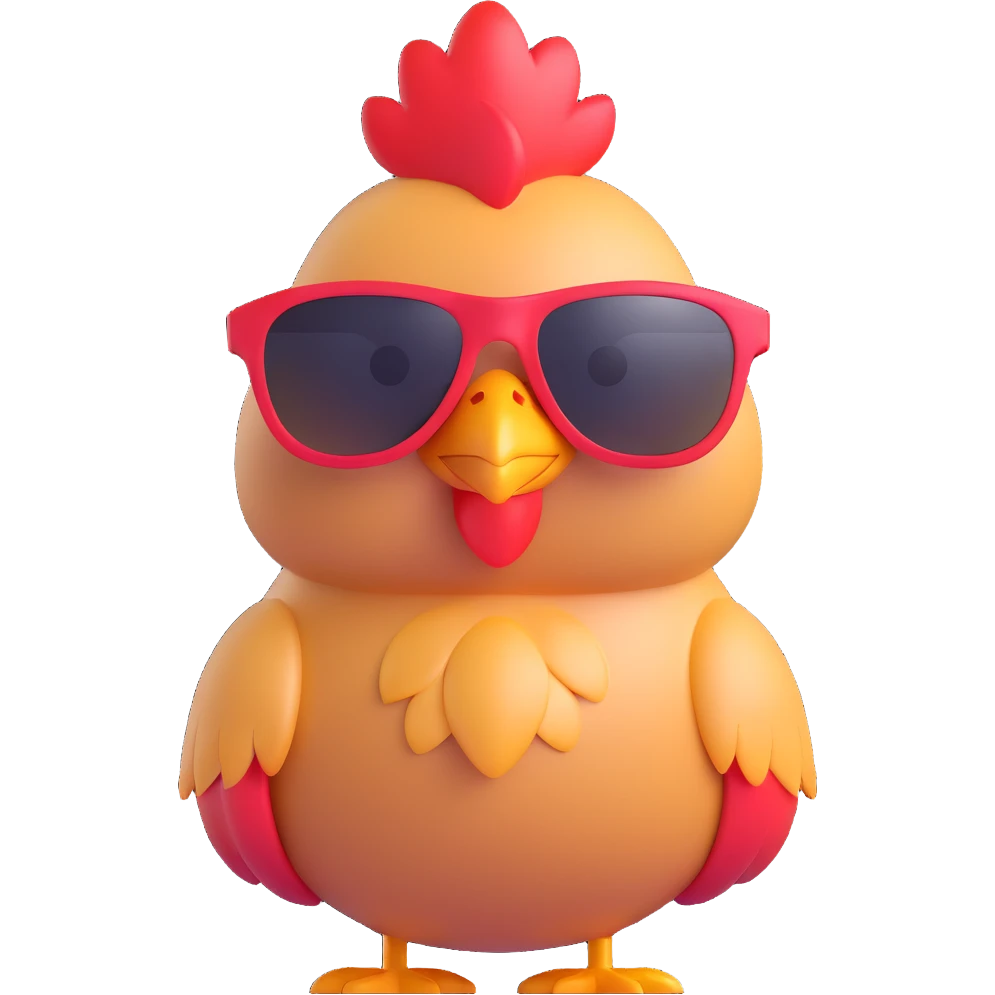 cool chicken wearing sunglasses, fun and confident emoji