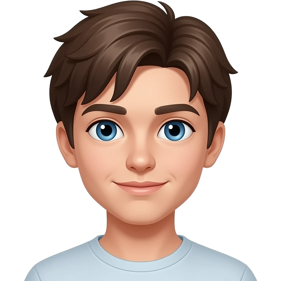 Adolescente de pelo marrón, ojos marines y piel blanca emoji