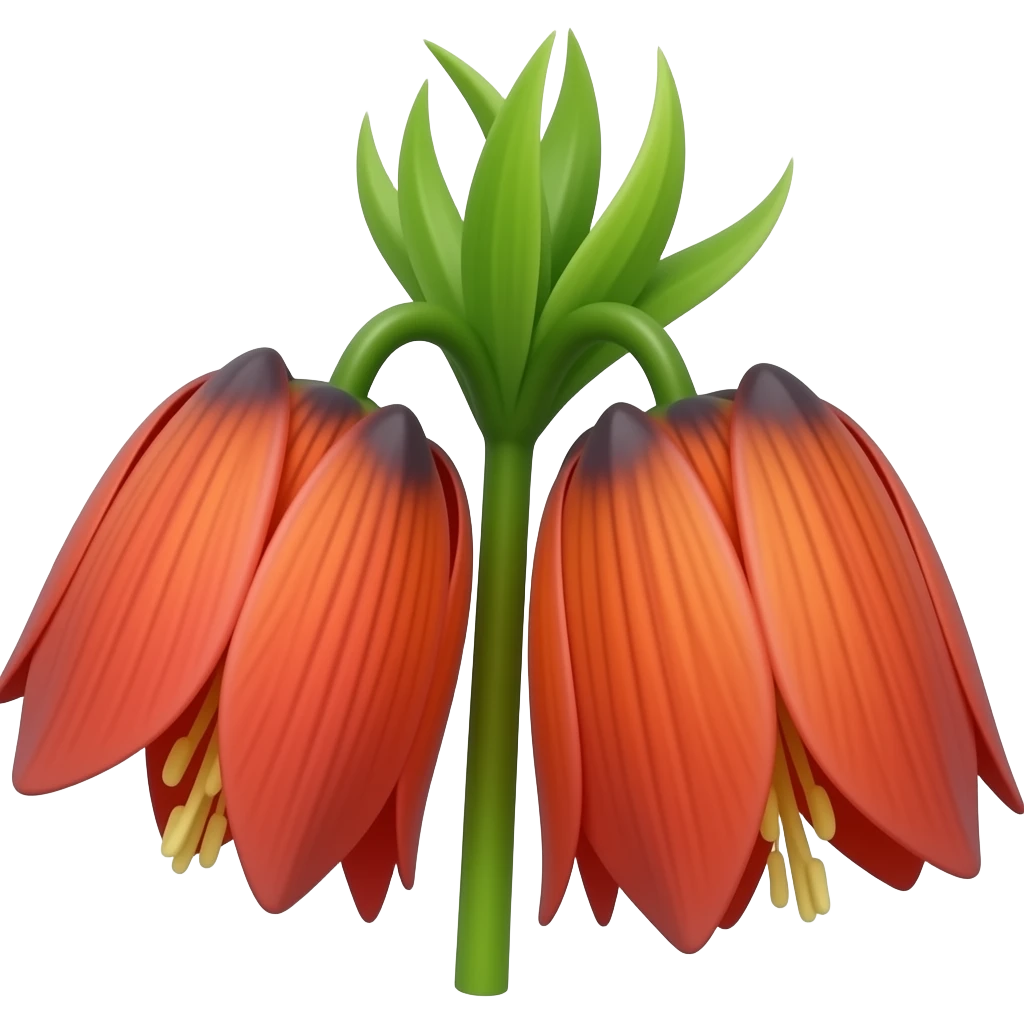 нарисуй цветок Crown Imperial с небольшим лоском и объемный emoji