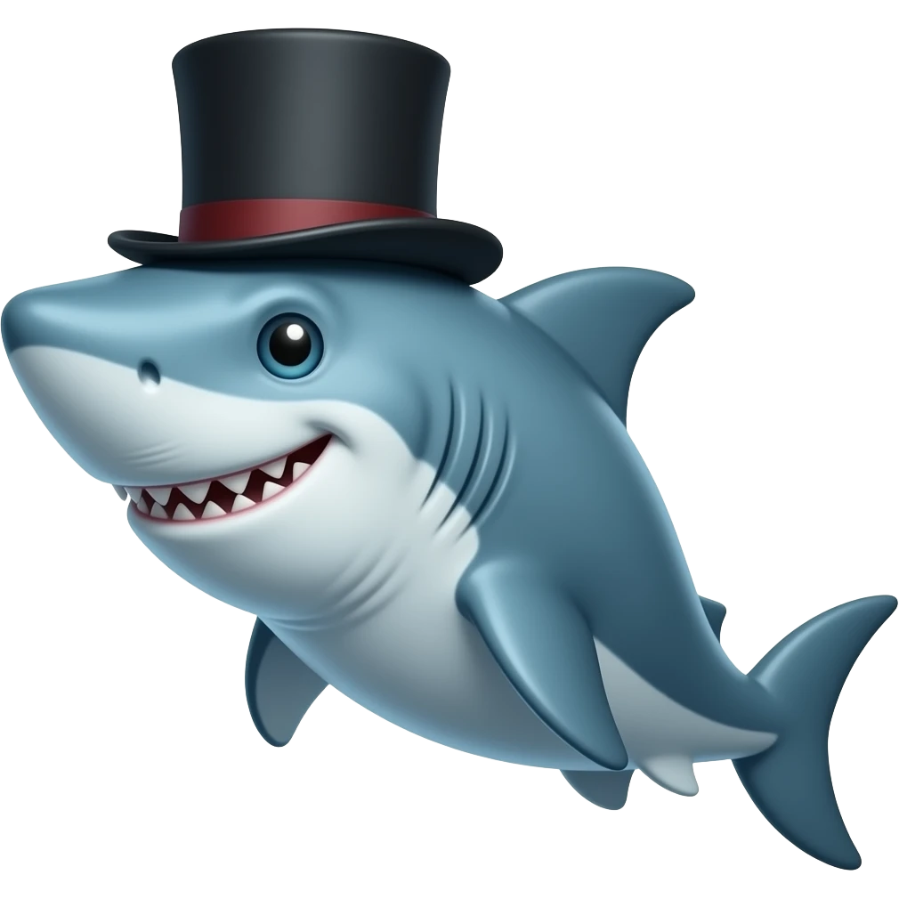Shark with a top hat emoji