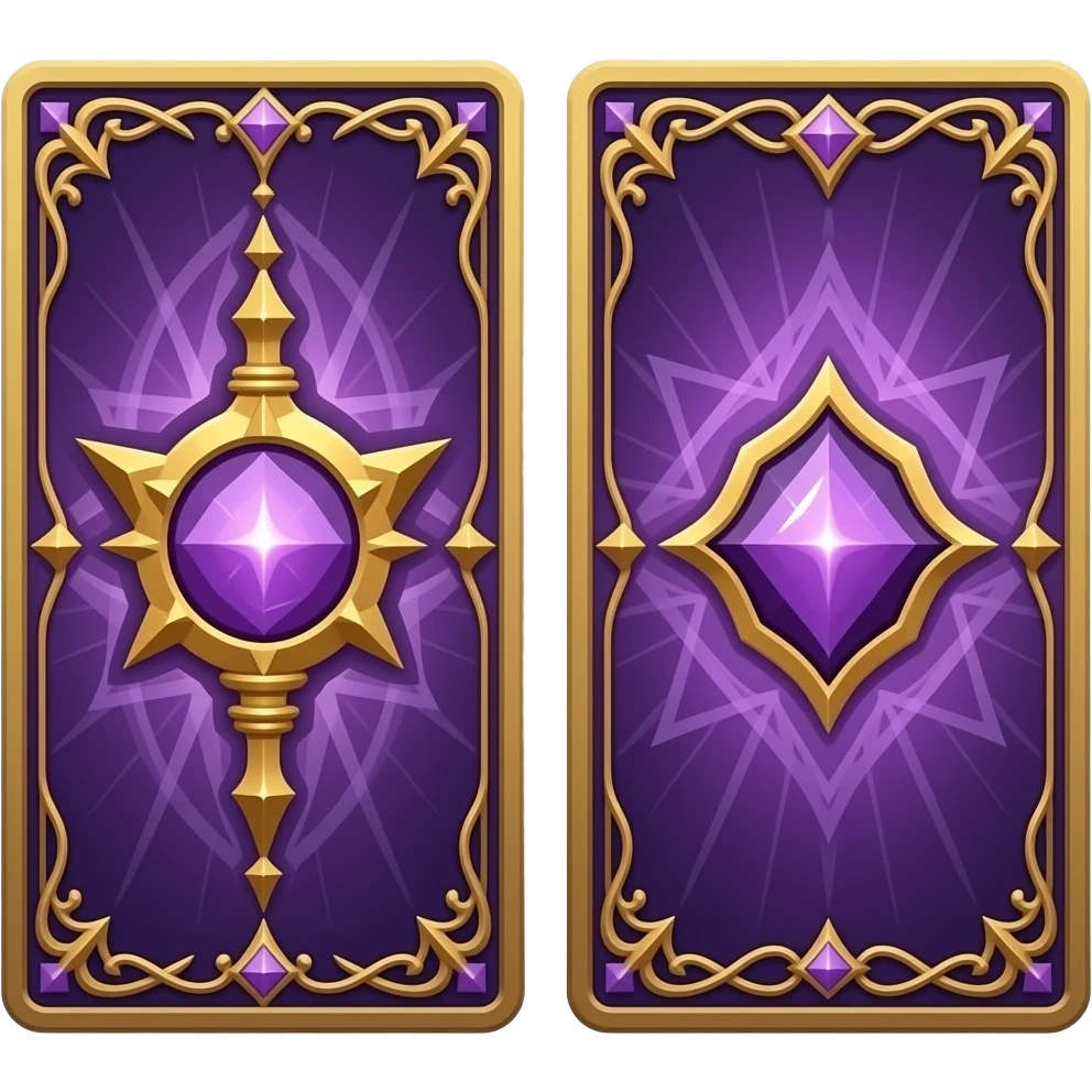 Fantasy magic purple Tarot cards backs design emoji