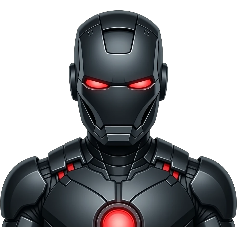 iorn man in black iron man suit with red eyes emoji