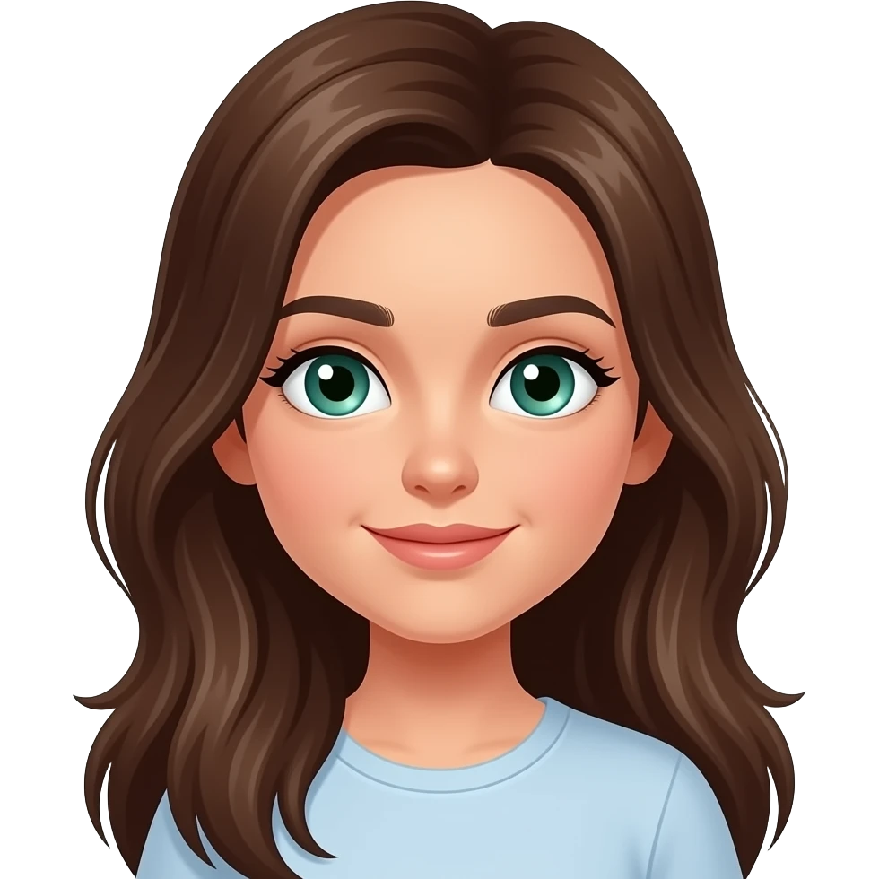 Yeşil gözlü kumral uzun saçlı kız emoji