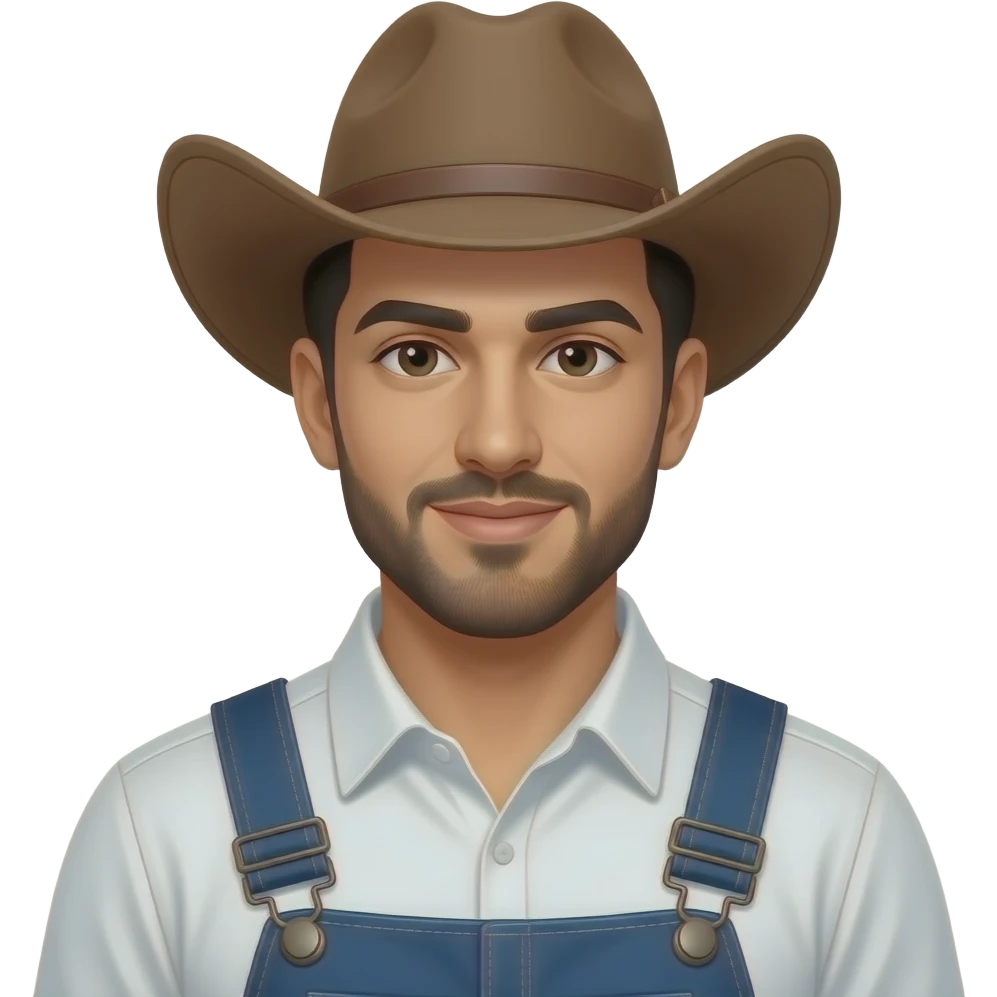 Sexy arab man in overalls cowboy hat emoji
