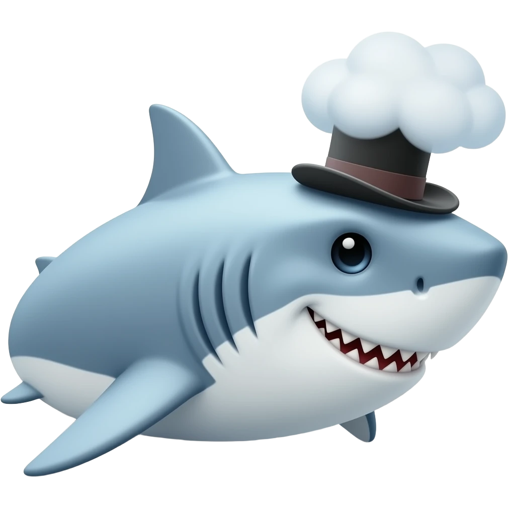 Shark with a top hat emoji