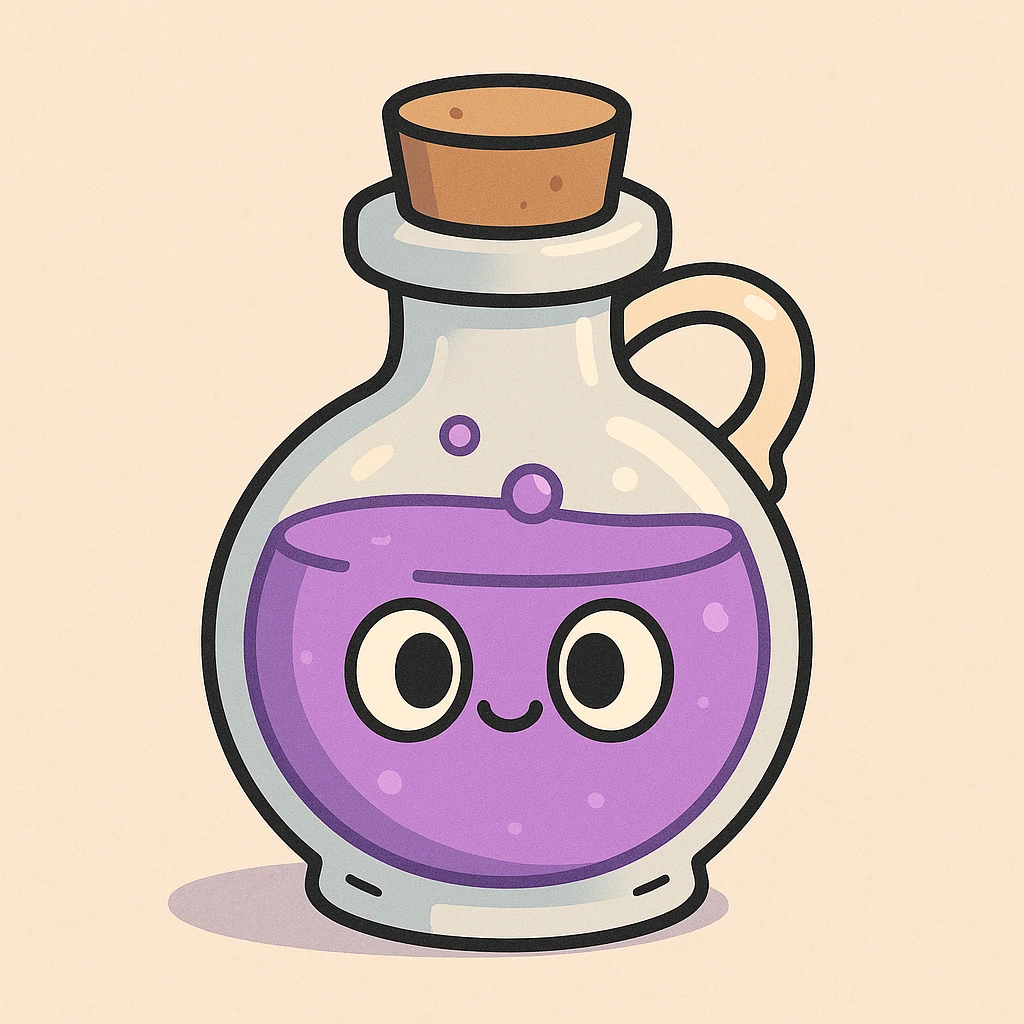 flat vector style, cute potion bottle, not personified emoji