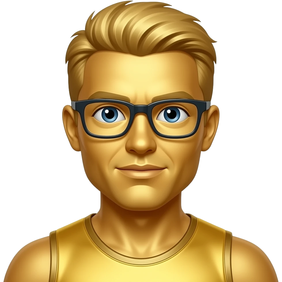 chage athltete clothes color face and hairs turns into golden and wear glasses emoji