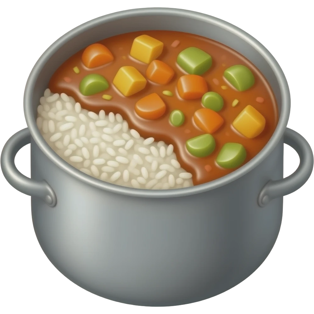Pot of patent cake like rice and vegetables emoji
