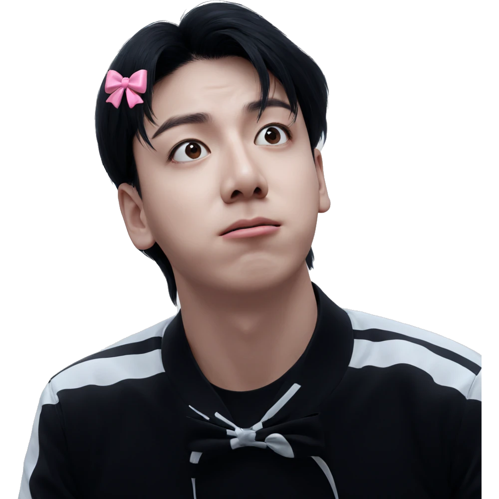 realistic girl with pink bow emoji