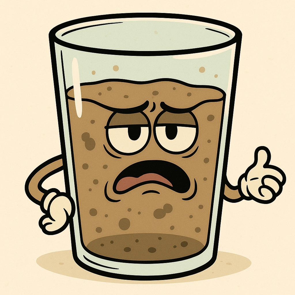 a glass with dirty water, cartoon style emoji