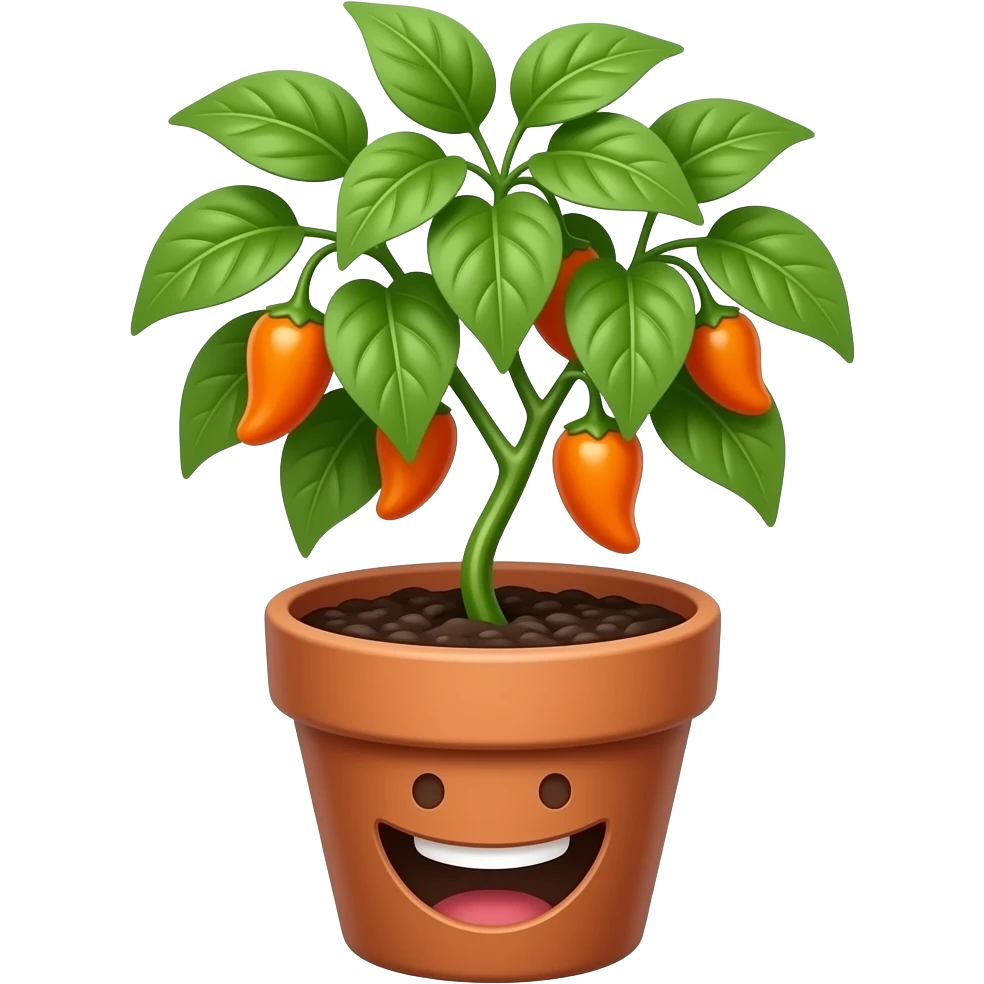 a laughing orange habanero plant in a pot emoji