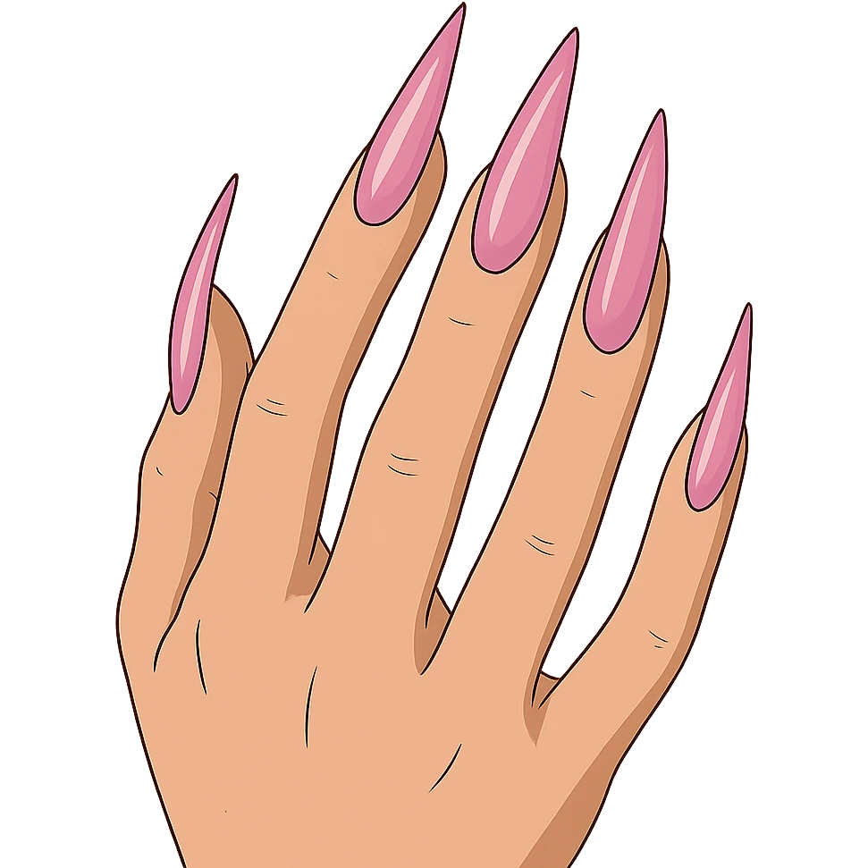 ghibli style pink gothic nails emoji