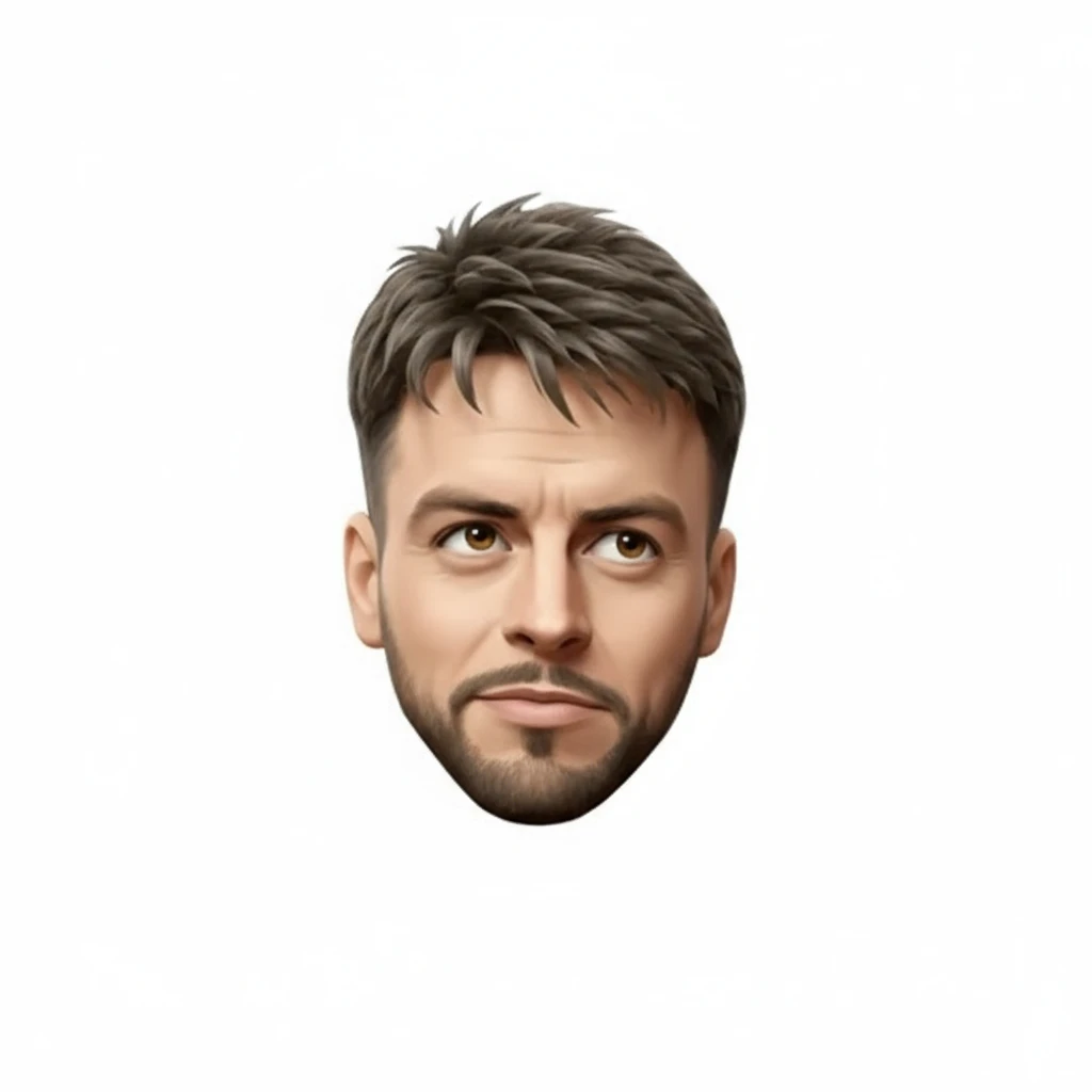 нарисуй этого человека в таком же стиле с думающим о чем то серьезном взглядом, без рук, без фона emoji